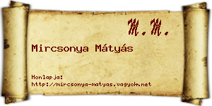 Mircsonya Mátyás névjegykártya